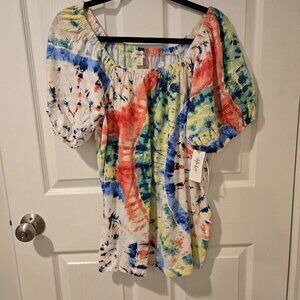 NWT Style & Co. Off Shoulder Top Spiral Tie Dye 1X